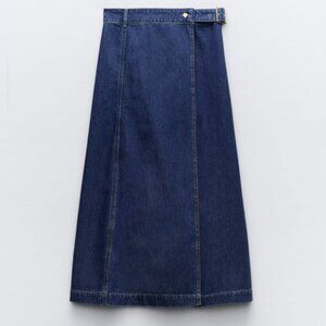 Z1975 SIDE BUCKLE DENIM MIDI SKIRT